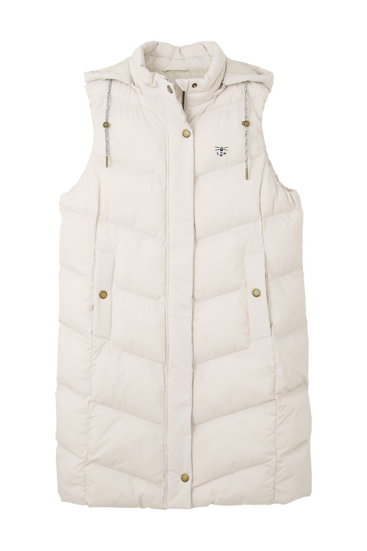 An image of the Lighthouse Savannah Ladies Long Gilet in Irish Cream.