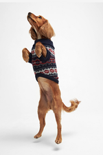 An image of the Barbour Fairisle Dog Jumper in Blue Granite.