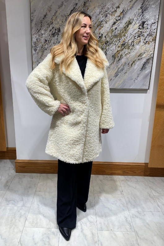 An image of the Marella Afro Coat in Ivory.