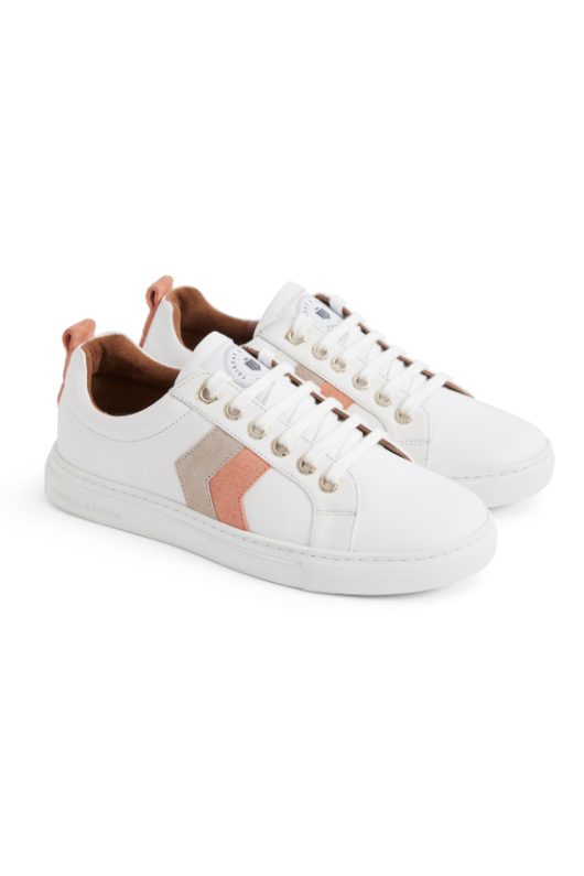 An image of the Fairfax & Favor Alexandra Trainers in Melon/Stone.