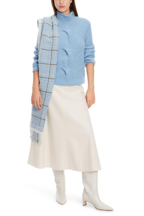 An image of the Marc Cain Cable Knit Sweater in Squill.