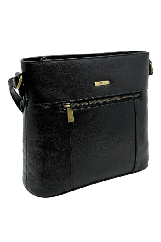 An image of the Nova Leathers Crossbody Bag in Black.