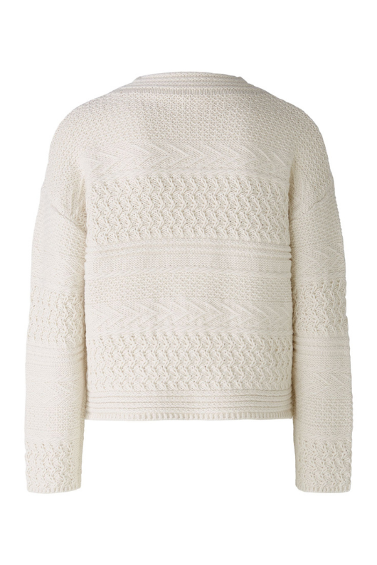 An image of the Oui Cable Knit Jumper in Off White.