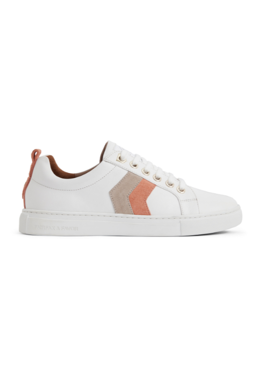 An image of the Fairfax & Favor Alexandra Trainers in Melon/Stone.