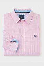 An image of the Crew Clothing Classic Micro Gingham Shirt in Classic Pink.