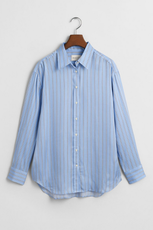 An image of the Gant Striped Fluid Shirt in Clear Sky.