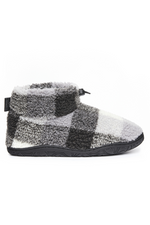 An image of the Bedroom Athletics Neeson Shorter Length Check Sherpa Slipper Boots in Grey Check.