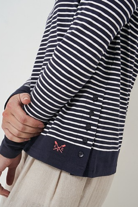 An image of the Crew Clothing Cassandra Stripe Top in Navy/White.