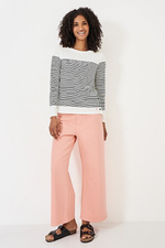 An image of the Crew Clothing Cassandra Stripe Top in White/Navy.