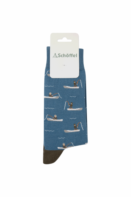 An image of the Schoffel Men's Cotton Socks in Blue Fishing Boat.