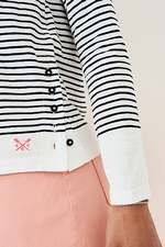 An image of the Crew Clothing Cassandra Stripe Top in White/Navy.