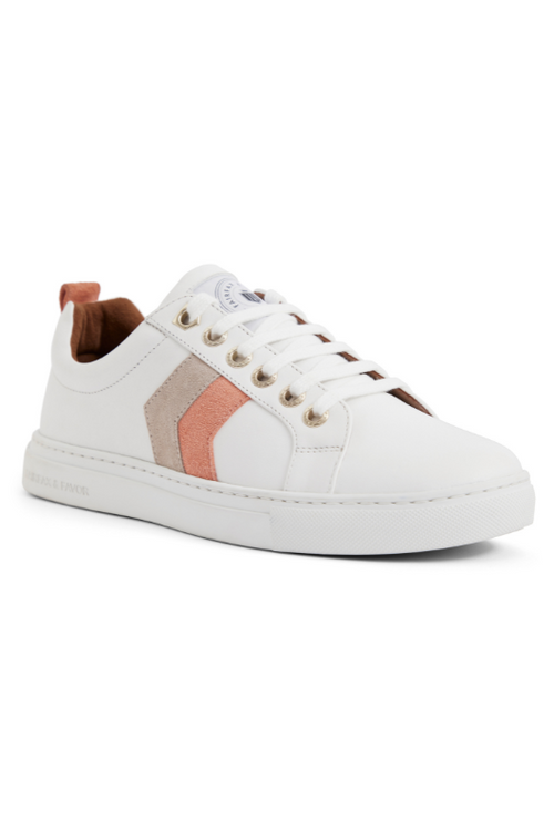 An image of the Fairfax & Favor Alexandra Trainers in Melon/Stone.