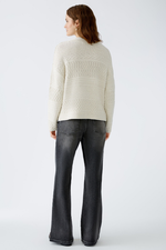 An image of the Oui Cable Knit Jumper in Off White.