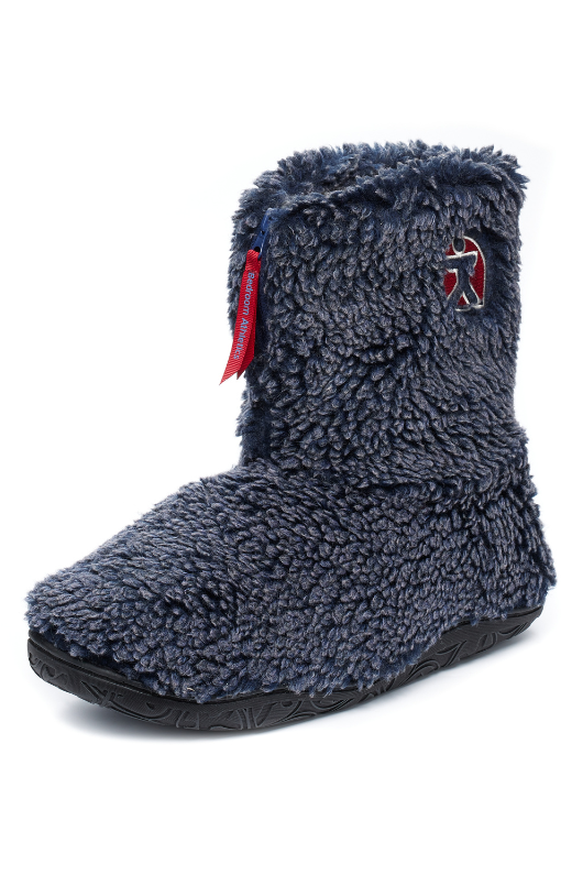 An image of the Bedroom Athletics Gosling Snow Tipped Sherpa Slipper Boots in Washed Peacoat Navy.