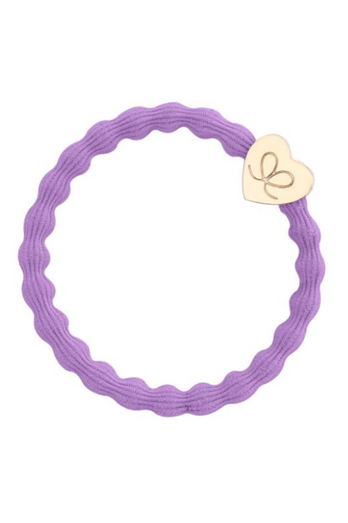 An image of the By Eloise Gold Heart Elastic Hairband in Lilac.