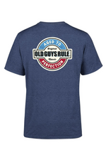 An image of the Old Guys Rule Aged to Perfection III T-Shirt in the colour Heather Navy.