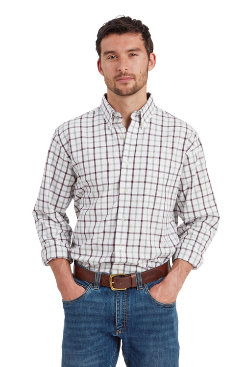 An image of the Schoffel Brancaster Classic Shirt in Wine Check