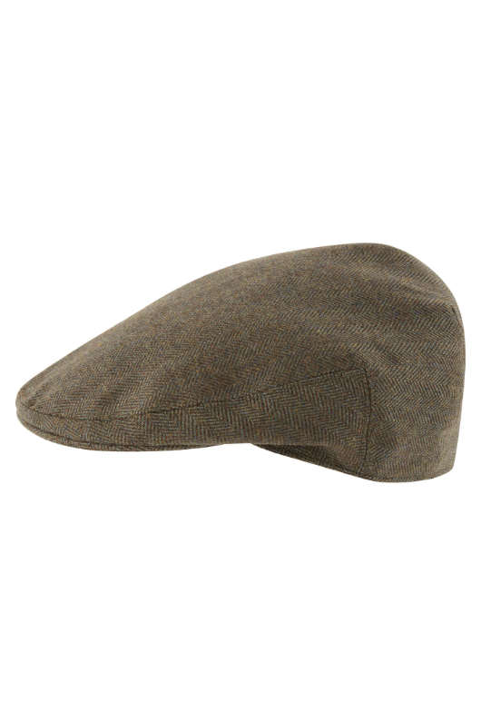 An image of the Schoffel Tweed Classic Cap in Loden Green Herringbone Tweed.