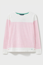 An image of the Crew Clothing Cassandra Stripe Top in White/Pink.