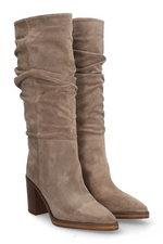 An image of the Alpe Suede Knee High Heeled Boots in Taupe.