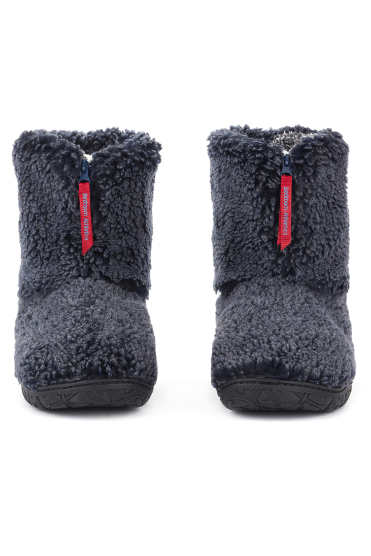 An image of the Bedroom Athletics Gosling Snow Tipped Sherpa Slipper Boots in Washed Peacoat Navy.