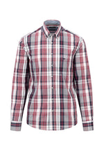 An image of the Fynch-Hatton Poplin Check Shirt in Ruby Red.