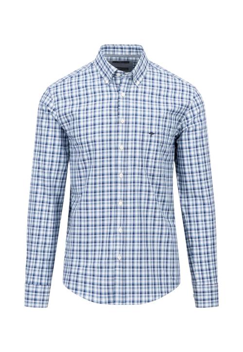 An image of the Fynch-Hatton Small Combi Check Shirt in Midnight.