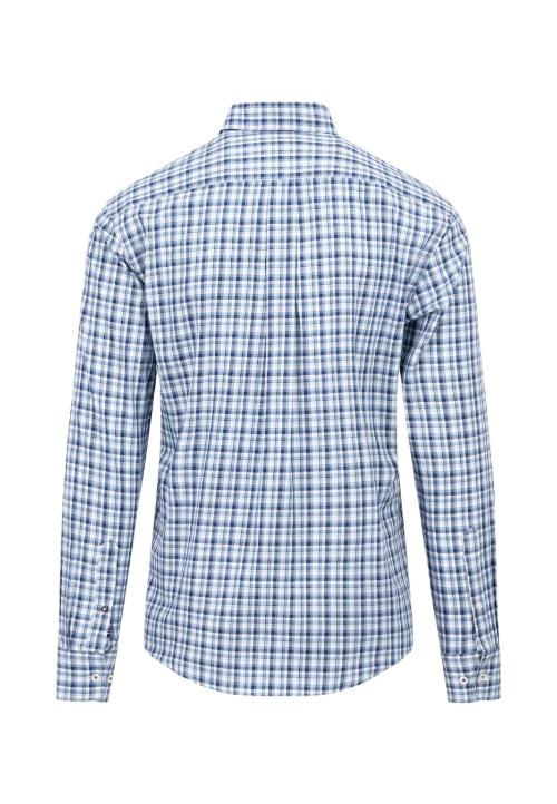 An image of the Fynch-Hatton Small Combi Check Shirt in Midnight.