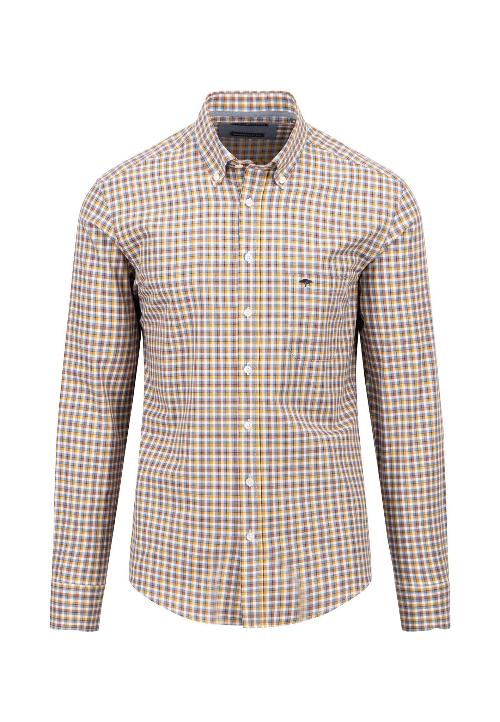 An image of the Fynch-Hatton Small Combi Check Shirt in Hazel.