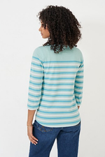 An image of the Crew Clothing Essential Breton Top in Blue Mist White.