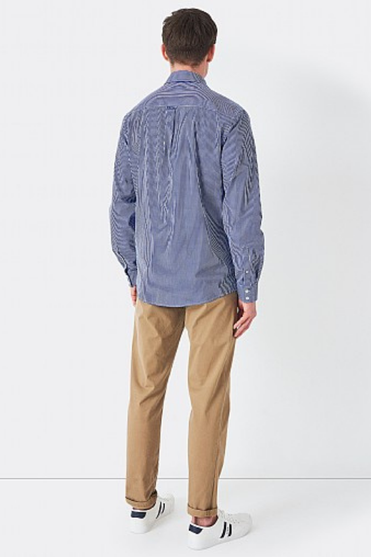 An image of the Crew Clothing Classic Micro Gingham Shirt in Ultramarine Blue.