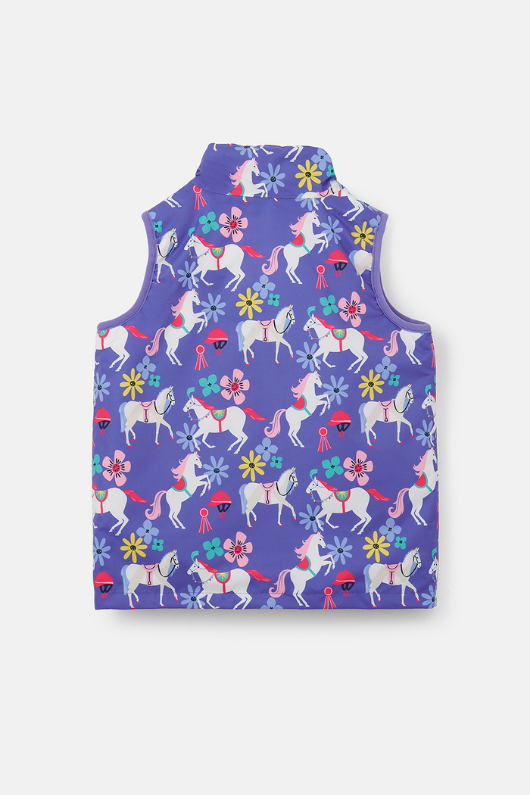 An image of the Lighthouse Alex Gilet in Horse Print.