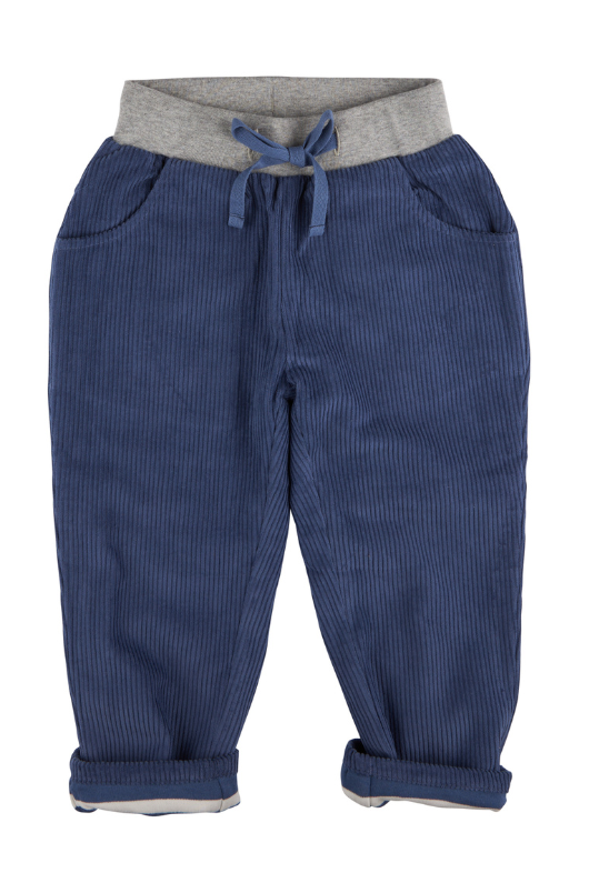 An image of the Pigeon Organics Lined Cord Trousers in Night Blue.