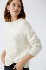 An image of the Oui Cable Knit Jumper in Off White.