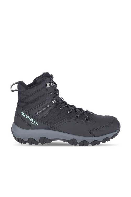 An image of the Merrell Thermo Akita Mid Waterproof boots in Black.