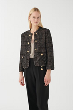 An image of the Dea Kudibal Nelladea Jacket With Deco Buttons in Cafe Au Lait Check.