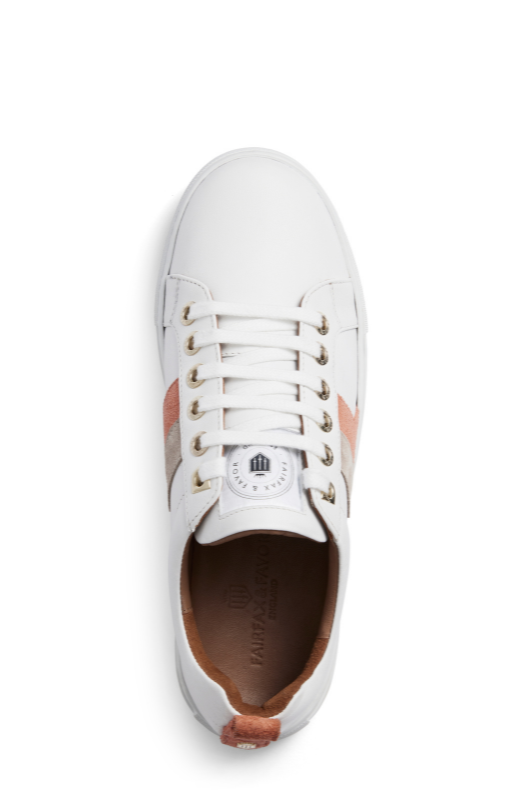 An image of the Fairfax & Favor Alexandra Trainers in Melon/Stone.