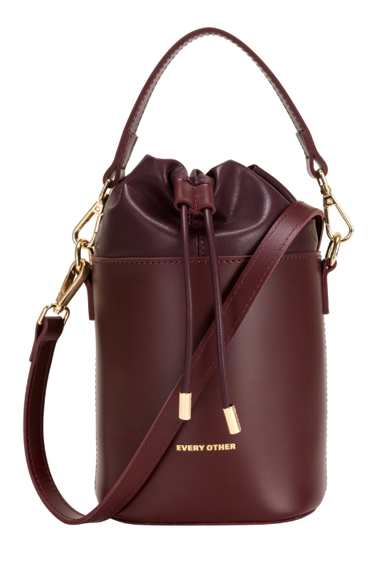 An image of the Every Other Solara Bucket Bag in Burgundy.