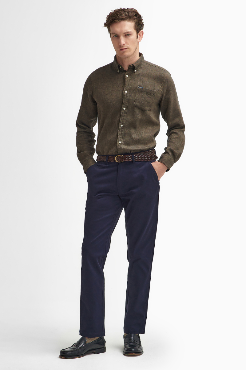 An image of the Barbour Sueded Tailored Trousers in Dark Navy.