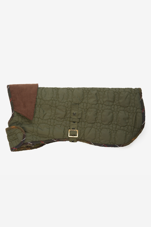 An image of the Barbour Dog Bone Quilted Coat in Dark Olive.