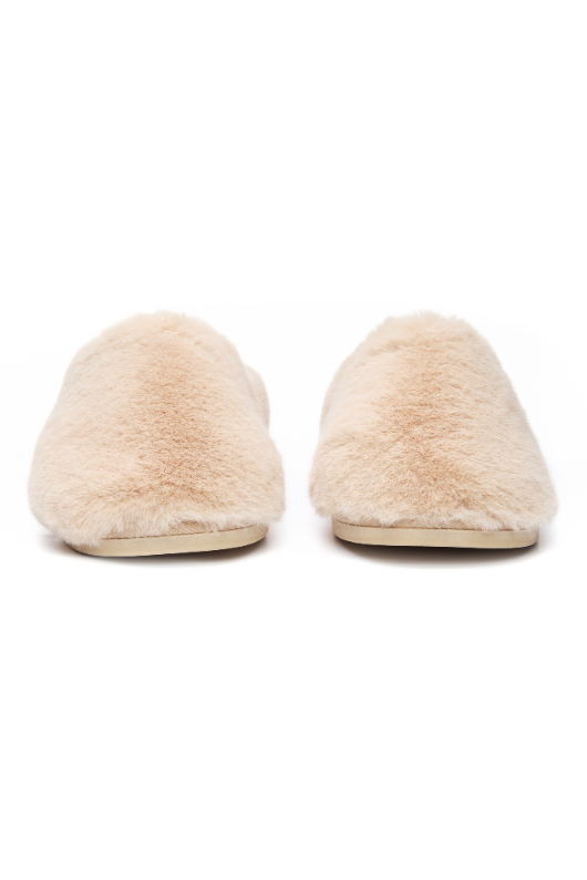 An image of the Bedroom Athletics Ariana Luxury Faux Fur Mule Slippers in Gingerbread.