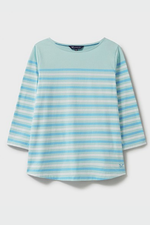 An image of the Crew Clothing Essential Breton Top in Blue Mist White.