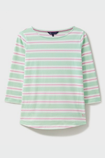 An image of the Crew Clothing Essential Breton Top in Mist Green White.