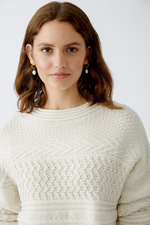 An image of the Oui Cable Knit Jumper in Off White.