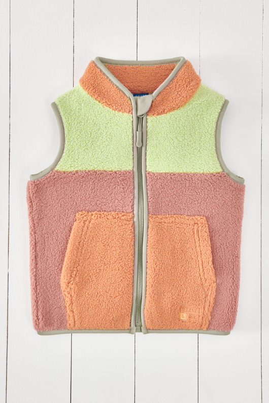 An image of the Grass & Air Borg Gilet in Aurora Pink.