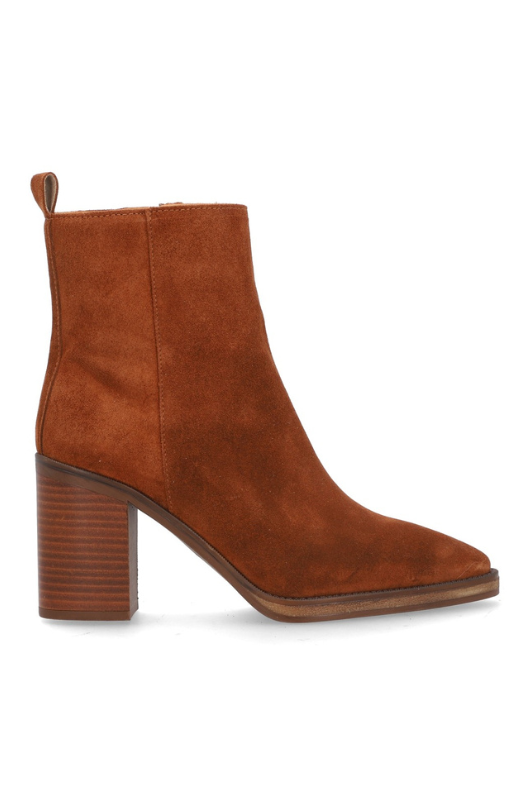 An image of the Alpe Suede Heeled Ankle Boots in Tan.