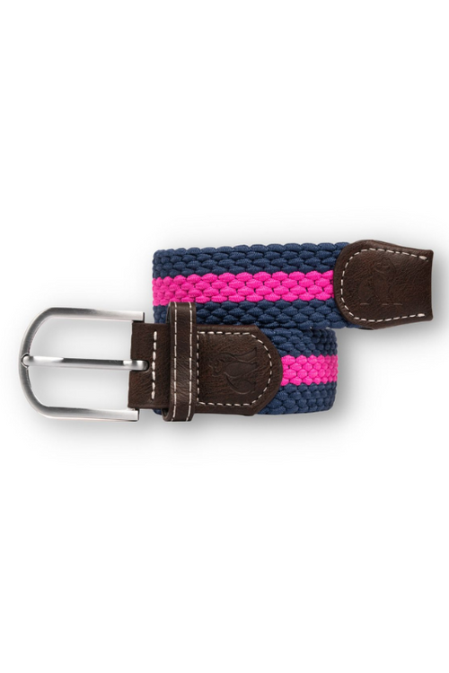 An image of the Swole Panda Stripe Woven Belt in Rich Pink.