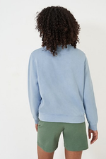 An image of the Crew Clothing Pigment Dyed Crew Neck Sweatshirt in Light Blue.