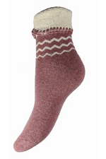 An image of the Joya Cuff Socks in Pink/Cream Zigzag.