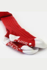 An image of The Little Sock Co Non-Slip Tights in Red.